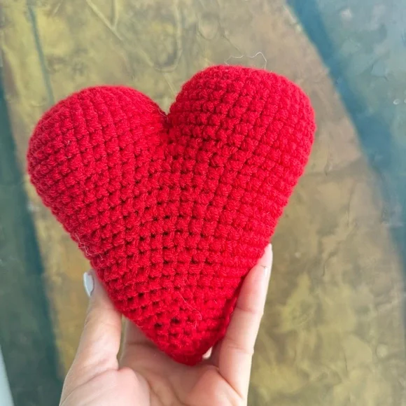 Handmade Crochet Heart Plush | Valentine’s Day Decor | Amigurumi Heart Gift - Picture 5 of 7